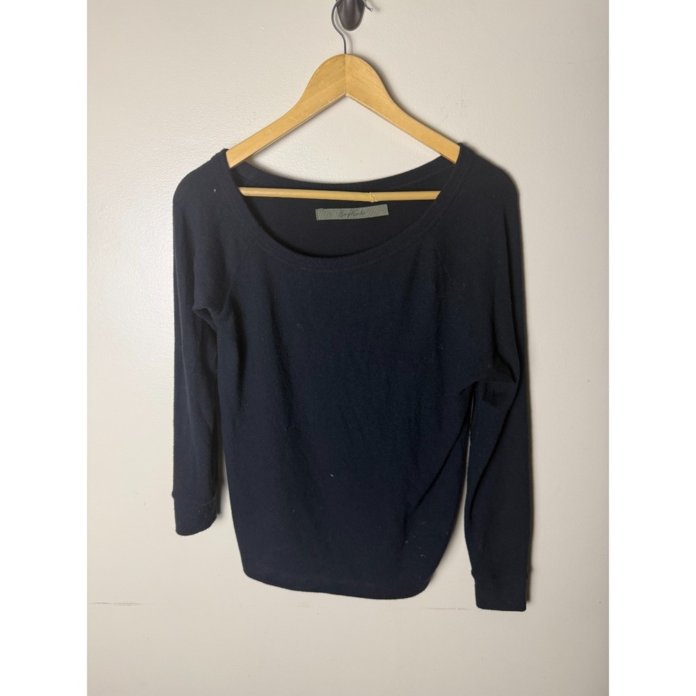 Enza Costa Basic T-Shirt Womens S Black Long Sleeve Scoop Neck Modal‎